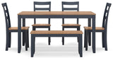Millbrook Dining Table with 4 Chairs and Bench (Set of 6)