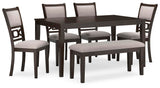 Sterling Dining Table and 4 Chairs and Bench (Set of 6)