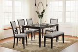 Sterling Dining Table and 4 Chairs and Bench (Set of 6)