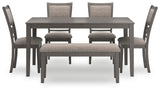 Wexford Dining Table and 4 Chairs and Bench (Set of 6)