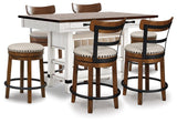 Valebeck Counter Height Dining Table and 6 Barstools