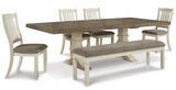 Bolanburg Extendable Dining Table and 4 Chairs and Bench
