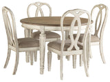 Realyn Extendable Dining Table and 4 Ribbon Back Chairs