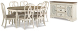 Realyn Oval Extendable Dining Table and 6 Chairs with Storage