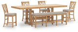 Havonplane Counter Height Extension Dining Table 4 Barstools and Bench