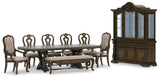 Maylee Extendable Dining Table and 6 Chairs and Bench with Storage