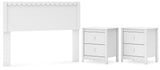 Hallityn Panel Headboard and 2 Nightstands