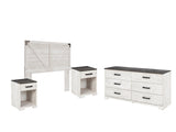 Shawburn Crossbuck Panel Headboard, Dresser and 2 Nightstands