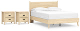 Cabinella Platform Panel Bed and 2 Nightstands