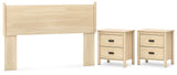 Cabinella Panel Headboard and 2 Nightstands