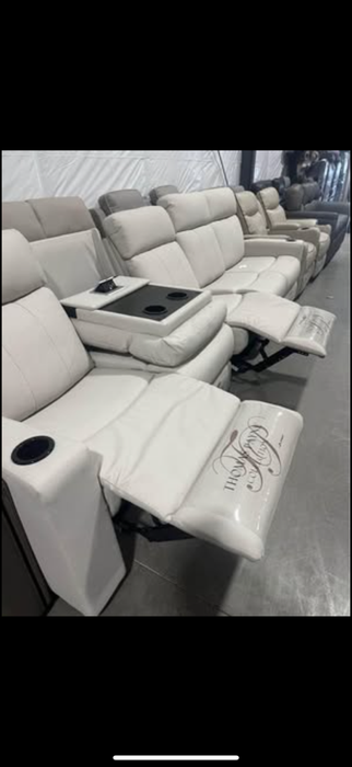 New Thomas Payne Oversized 126” 5-Seat Reclining Sofa with Fold Down Center Consoles