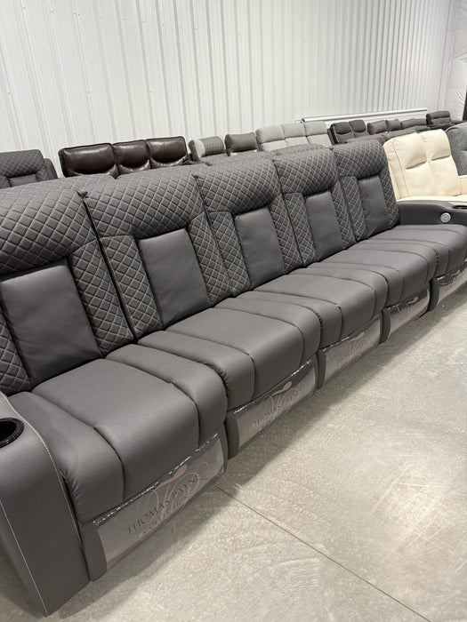 126” 4-Way Power 5 -Seat Reclining Sofa with Lights