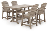Seacliff Beach Outdoor Counter Height Dining Table and 4 Barstools