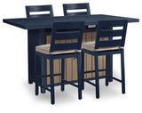 East Beach Outdoor Fire Pit Bar Table and 4 Barstools