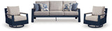 East Beach Outdoor Sofa with 2 Swivel Glider Chairs