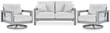 Hurley Park Outdoor Loveseat with 2 Lounge Chairs