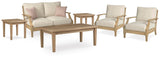 Clare View Outdoor Loveseat and 2 Lounge Chairs with Coffee Table and 2 End Tables