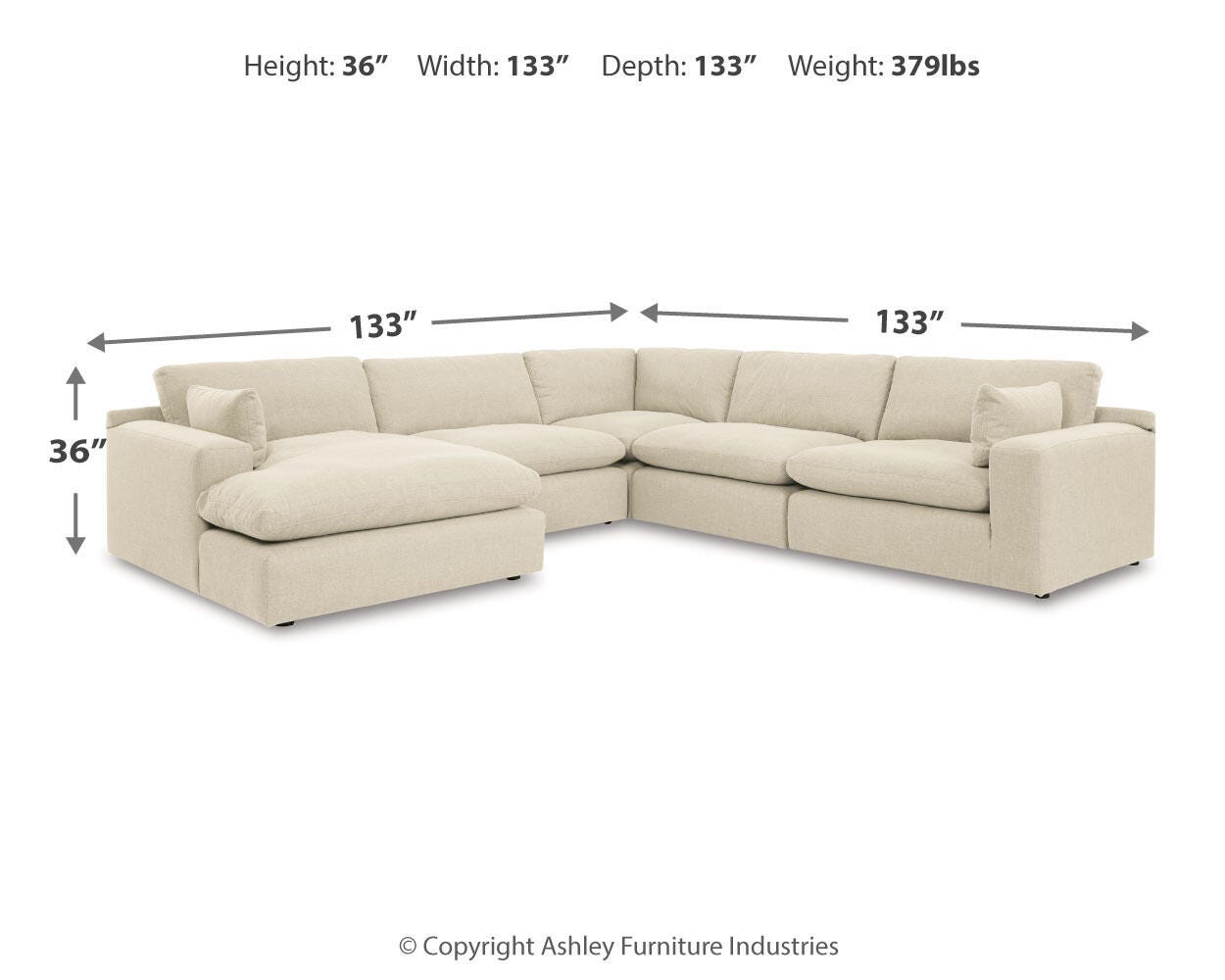Elyza 5-Piece Sectional with Ottoman