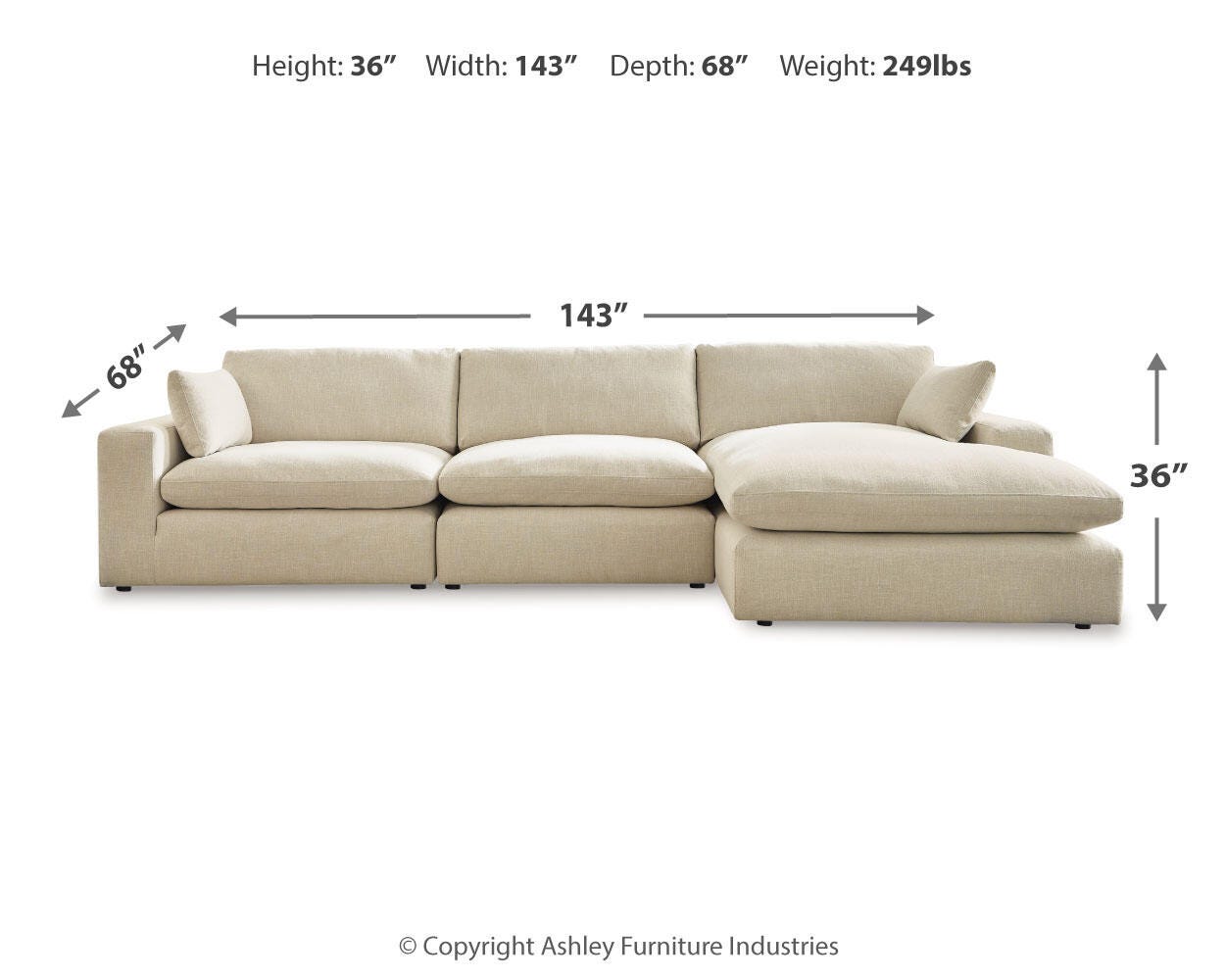 Elyza 3-Piece Sectional with Chaise
