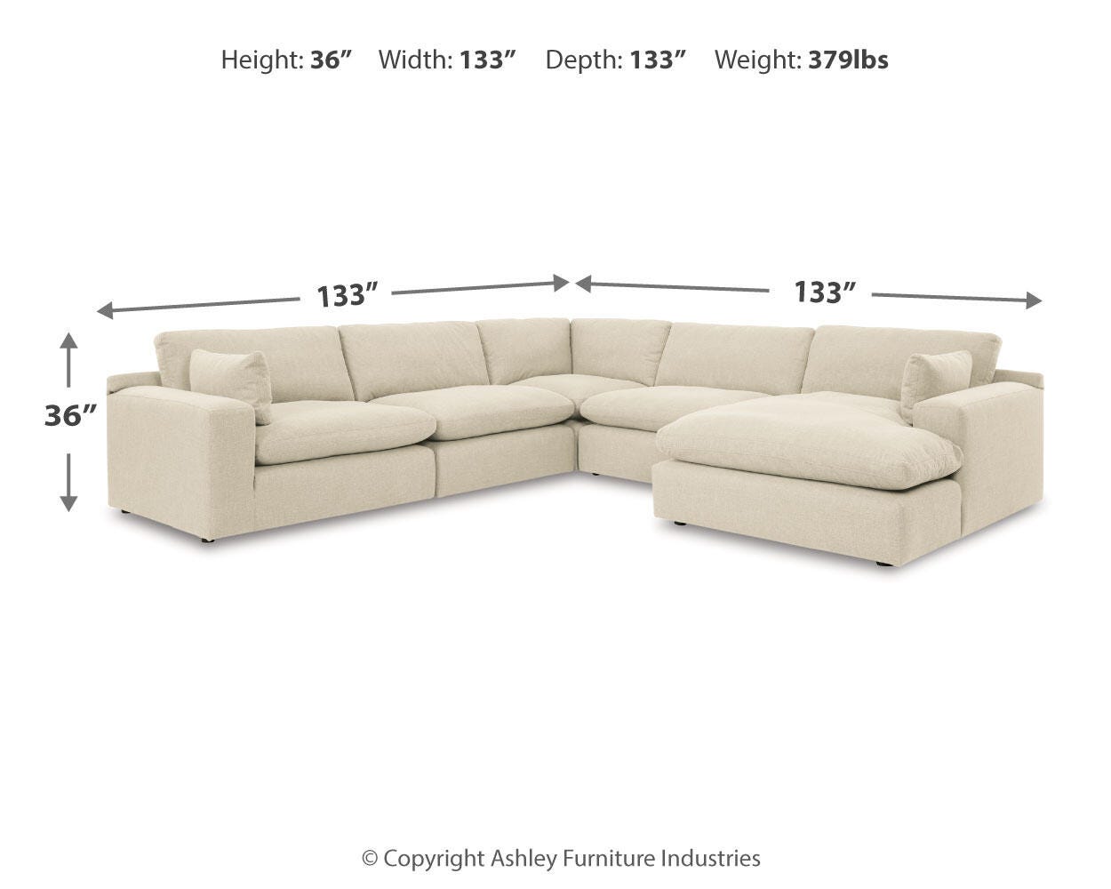 Elyza 5-Piece Sectional with Ottoman