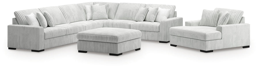 Stupendous 4-Piece Sectional, Oversized Chaise and Ottoman