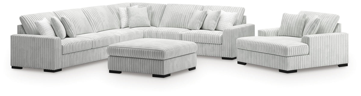 Stupendous 4-Piece Sectional, Oversized Chaise and Ottoman