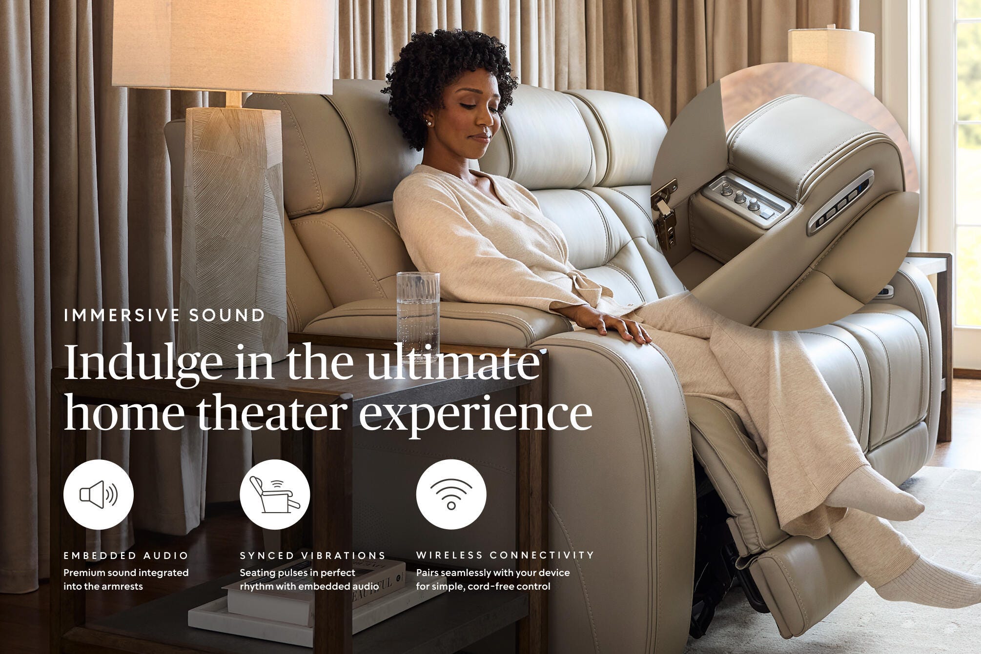 Knightington Power Reclining Sofa and Loveseat with Audio