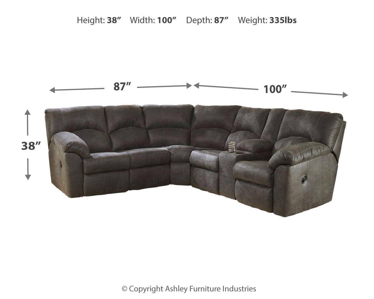 Tambo 2-Piece Reclining Sectional with Recliner Set
