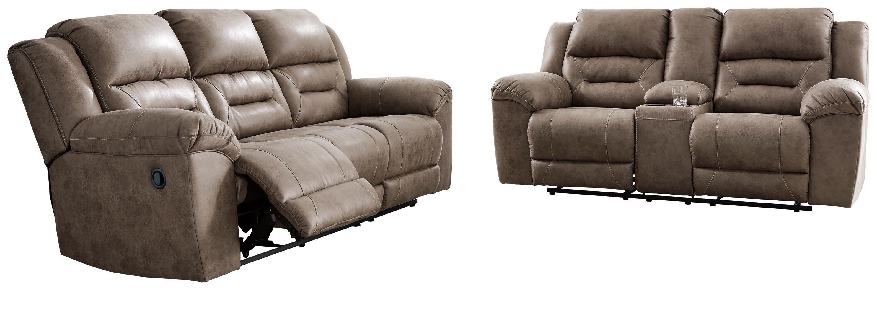 Stoneland Manual Reclining Sofa and Loveseat Set