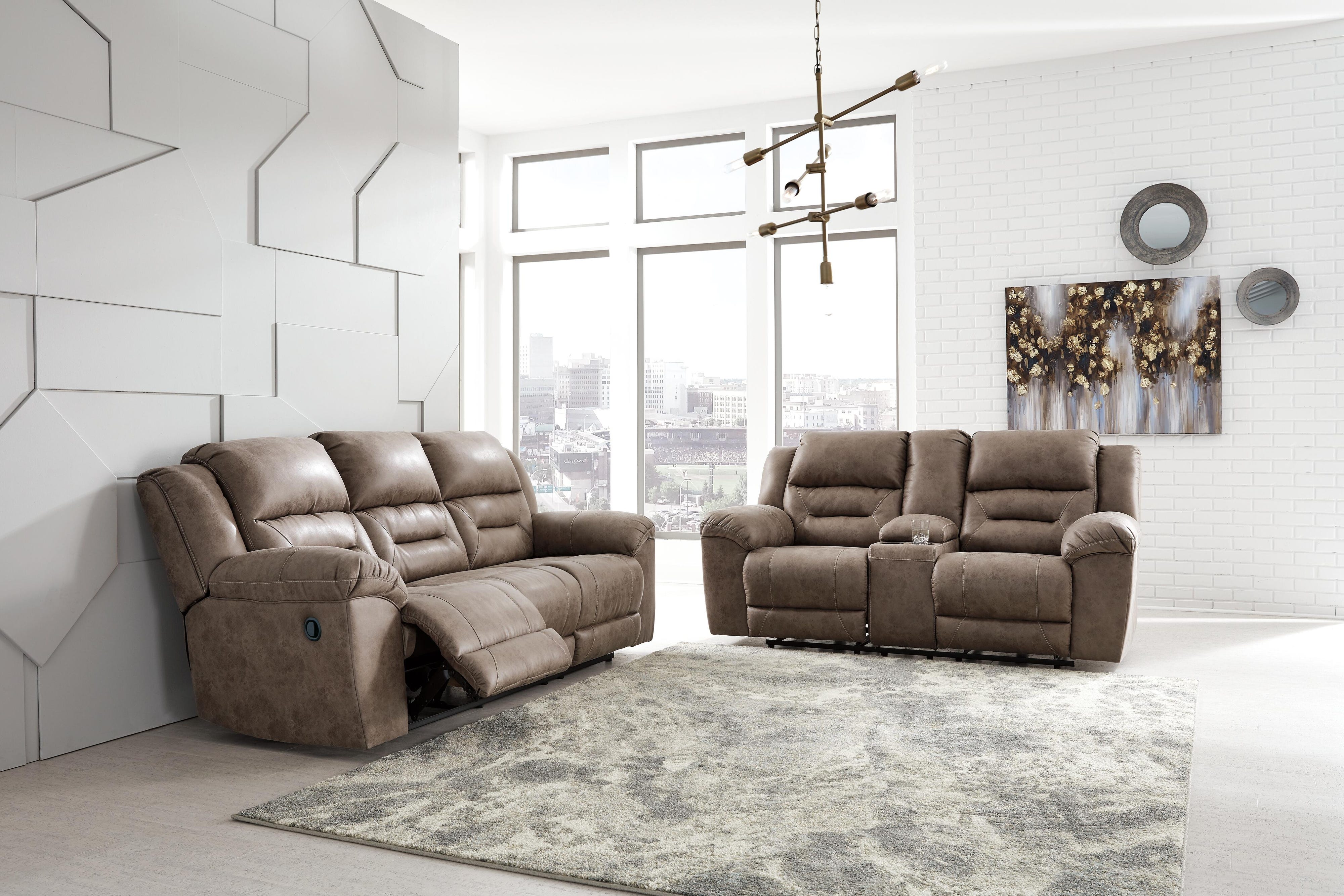 Stoneland Manual Reclining Sofa and Loveseat Set