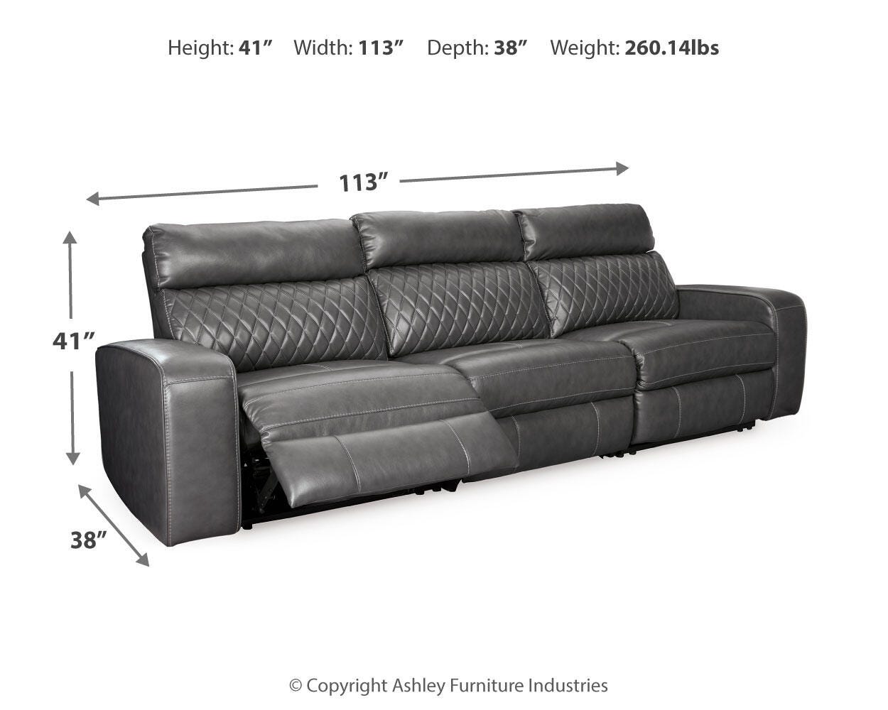 Samperstone 3-Piece Power Reclining Sectional Sofa