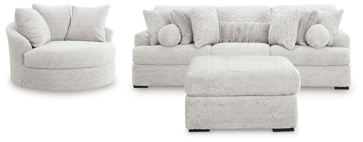 Cuddle Plush 3-Piece Sectional, Chair and Ottoman
