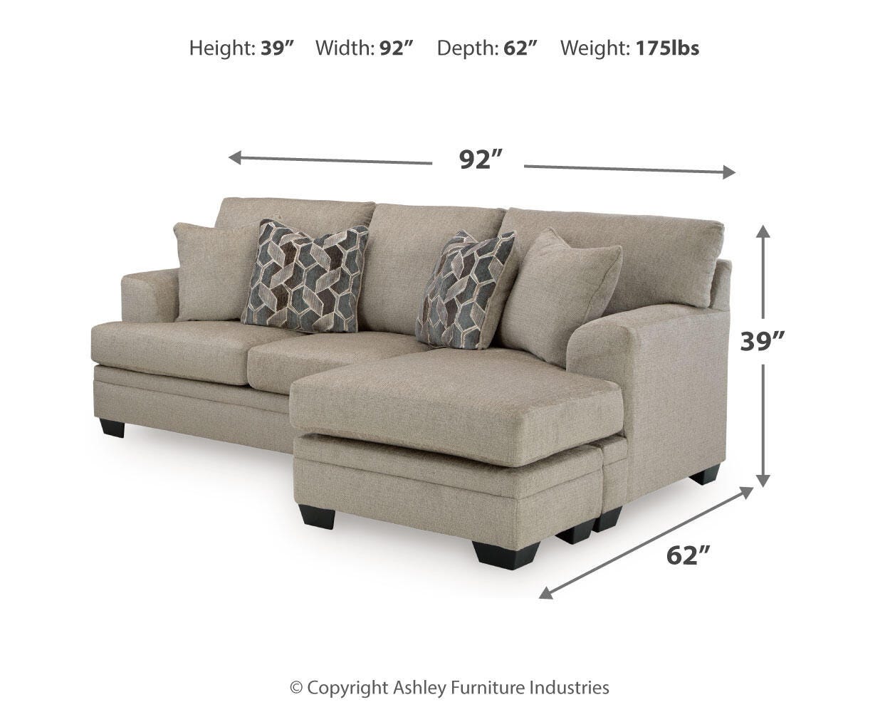 Birchwell Sofa Chaise, Oversized Chair and Ottoman