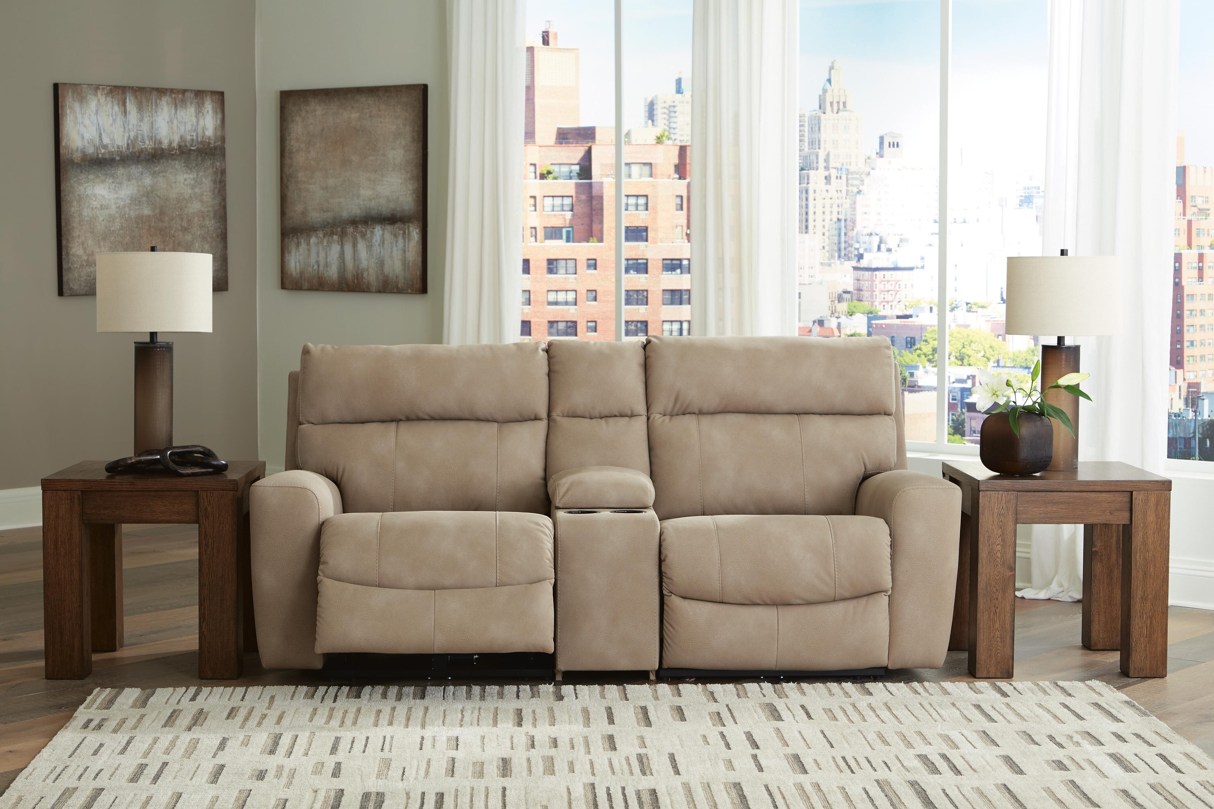 Next-Gen Durapella 3-Piece Power Reclining Sectional Loveseat with Console