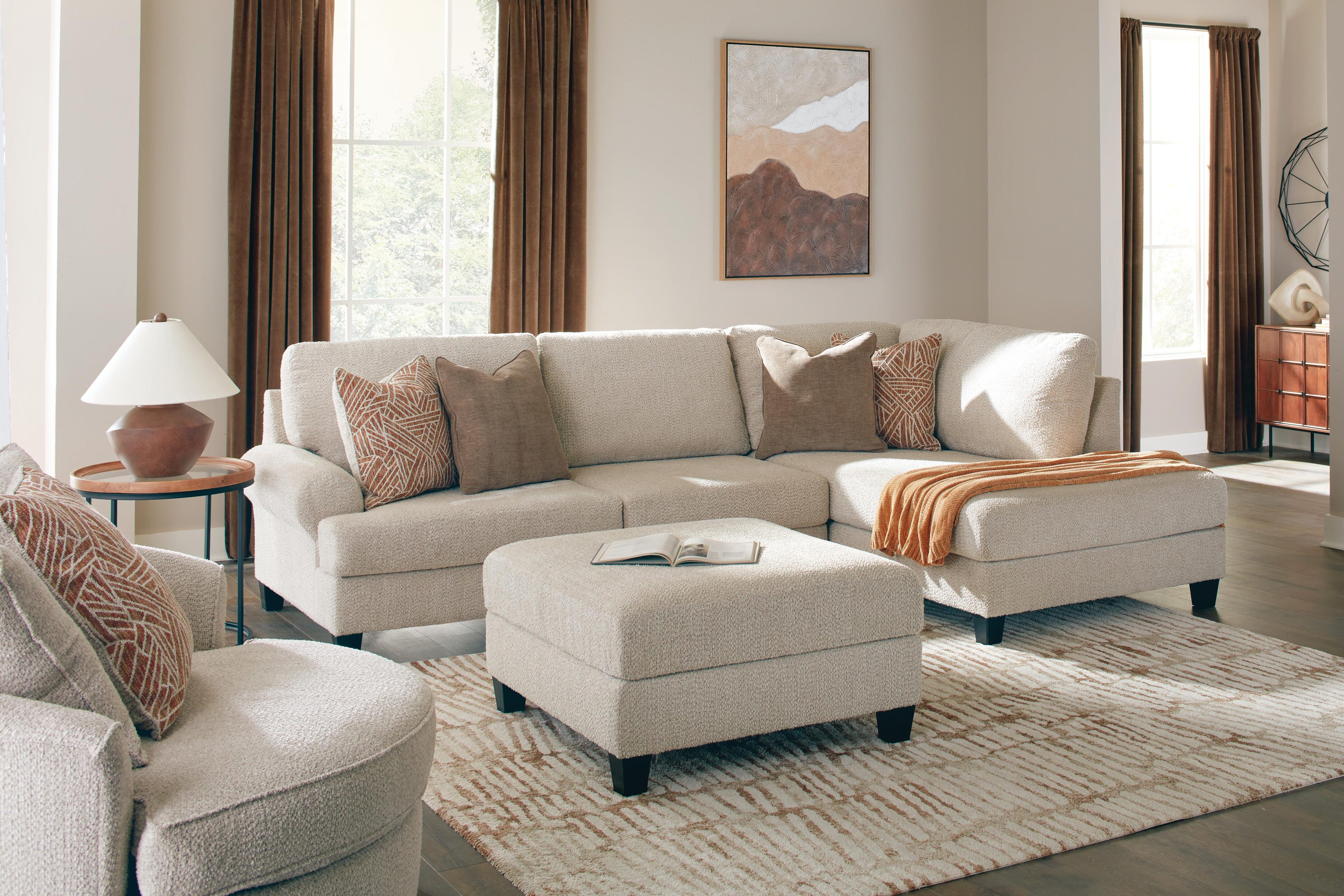 Steelwater Retreat 2-Piece Sectional with Chaise and Oversized Accent Ottoman