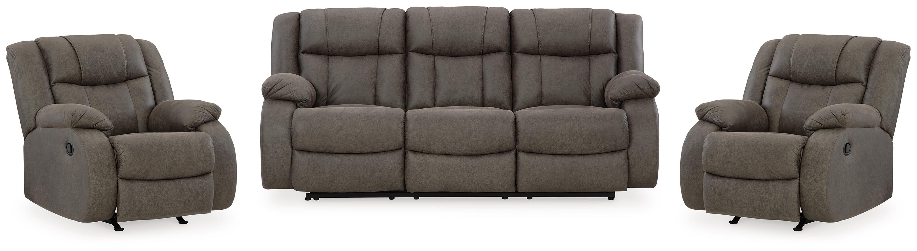 First Base Reclining Sofa and 2 Recliners