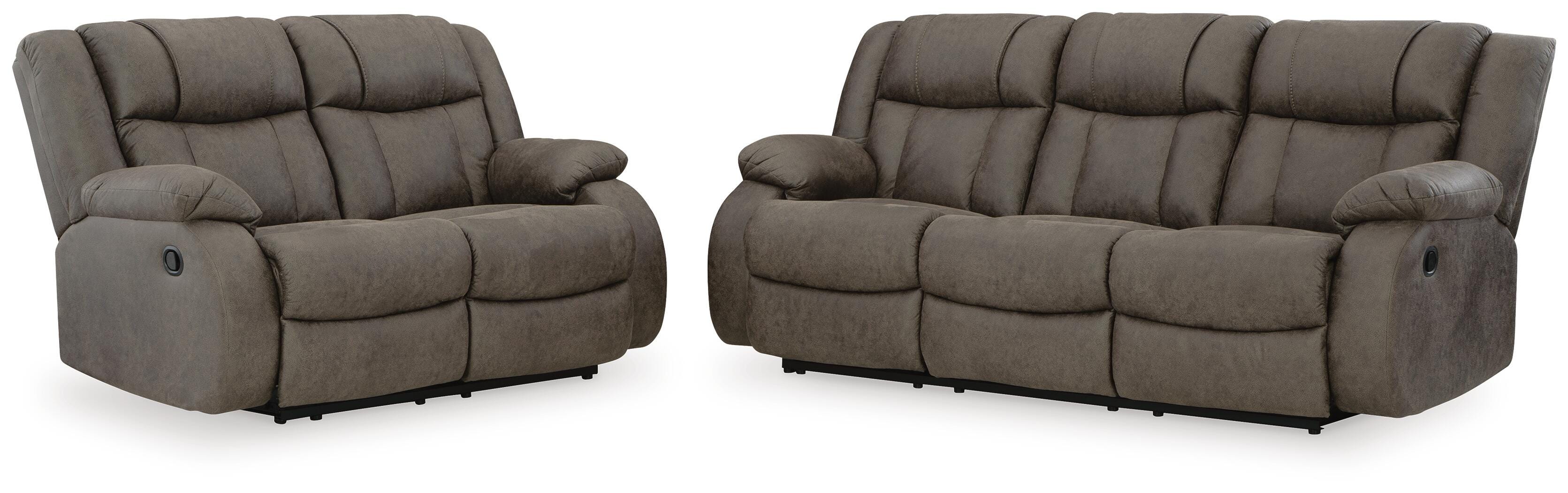 First Base Manual Reclining Sofa and Loveseat
