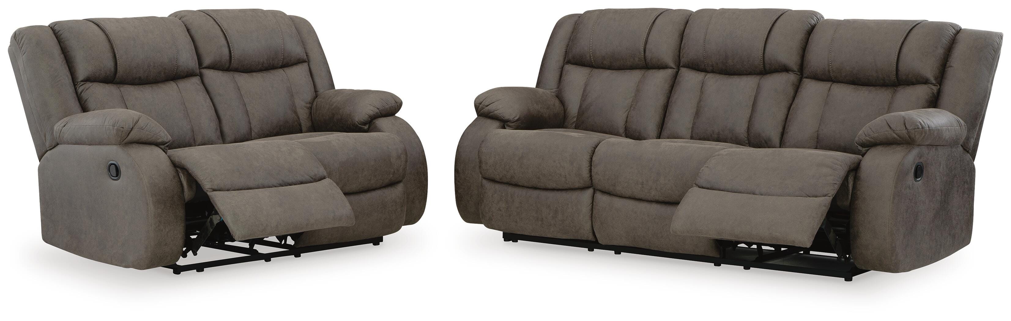 First Base Manual Reclining Sofa and Loveseat