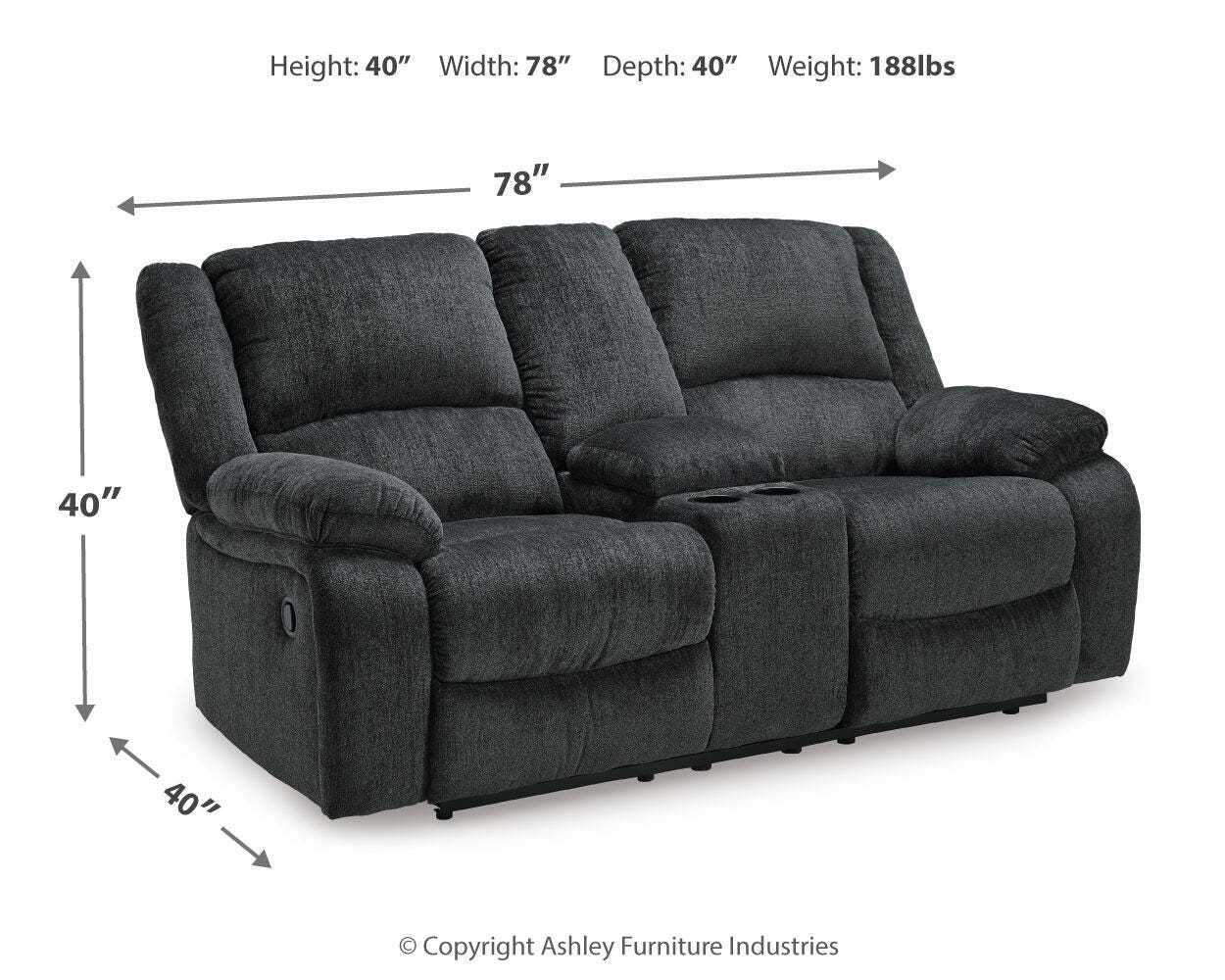 Draycoll Reclining Loveseat with Console