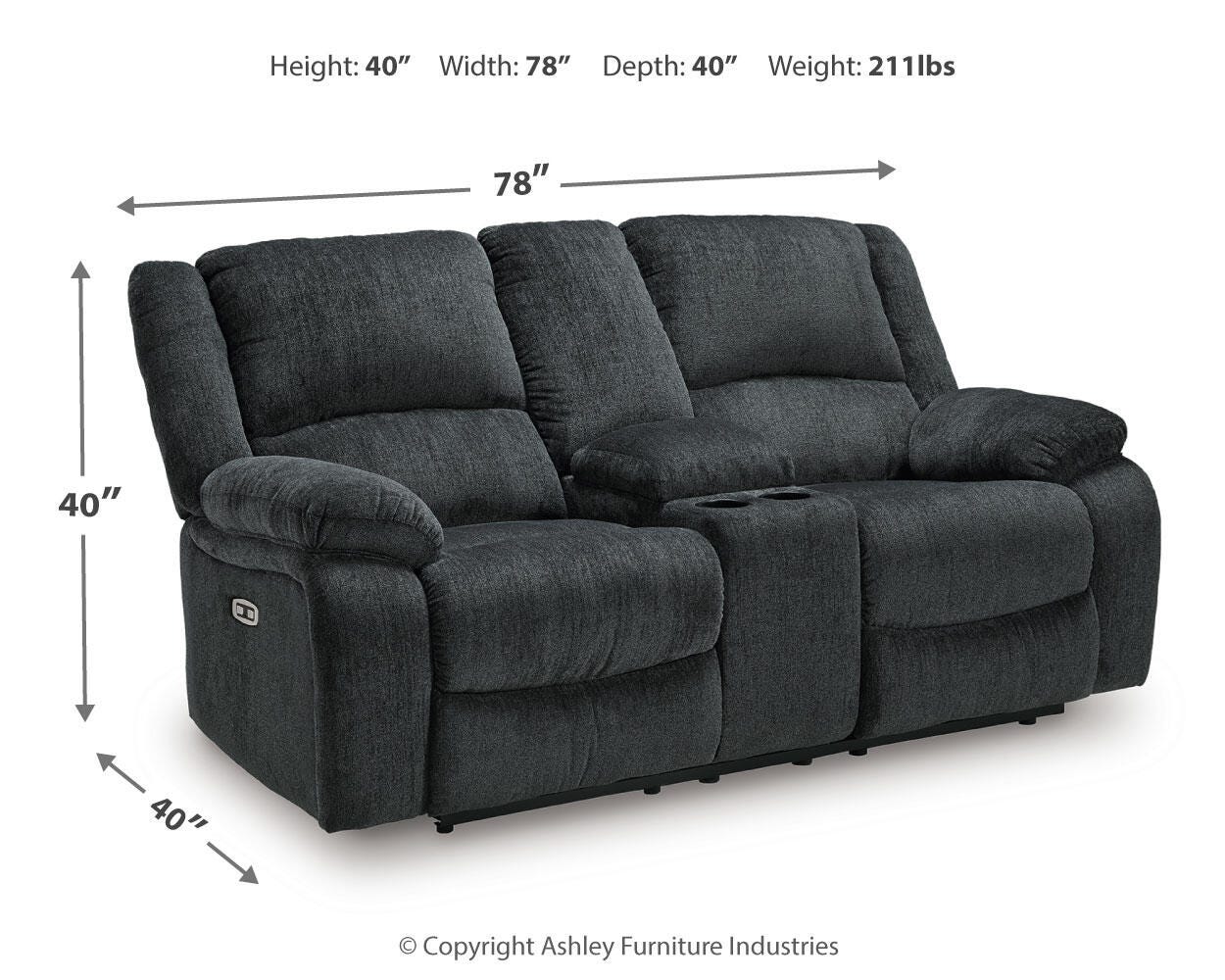Draycoll Power Reclining Loveseat with Console