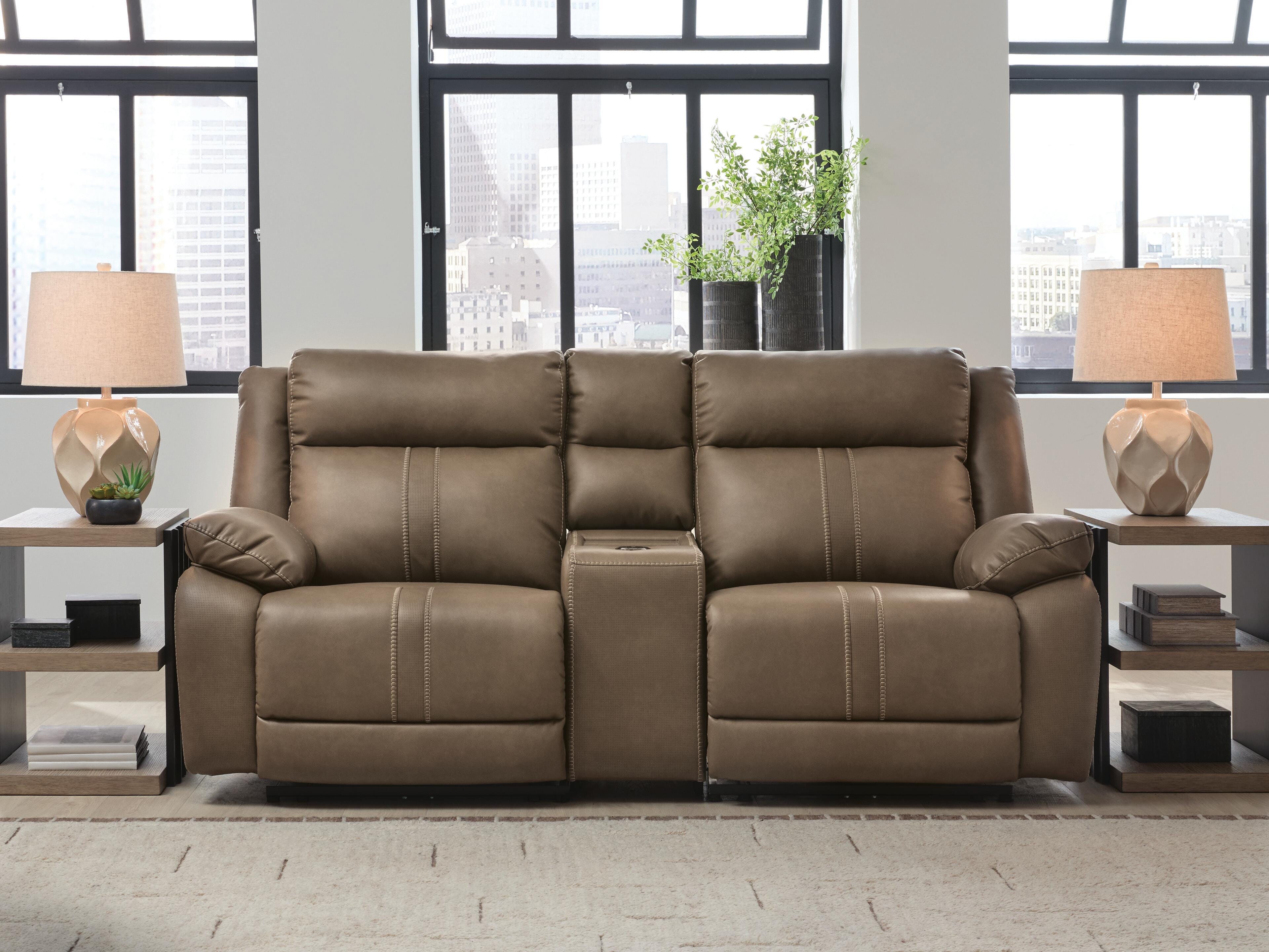 Max-Momentum 3-Piece Power Reclining Sectional Loveseat with Audio Console