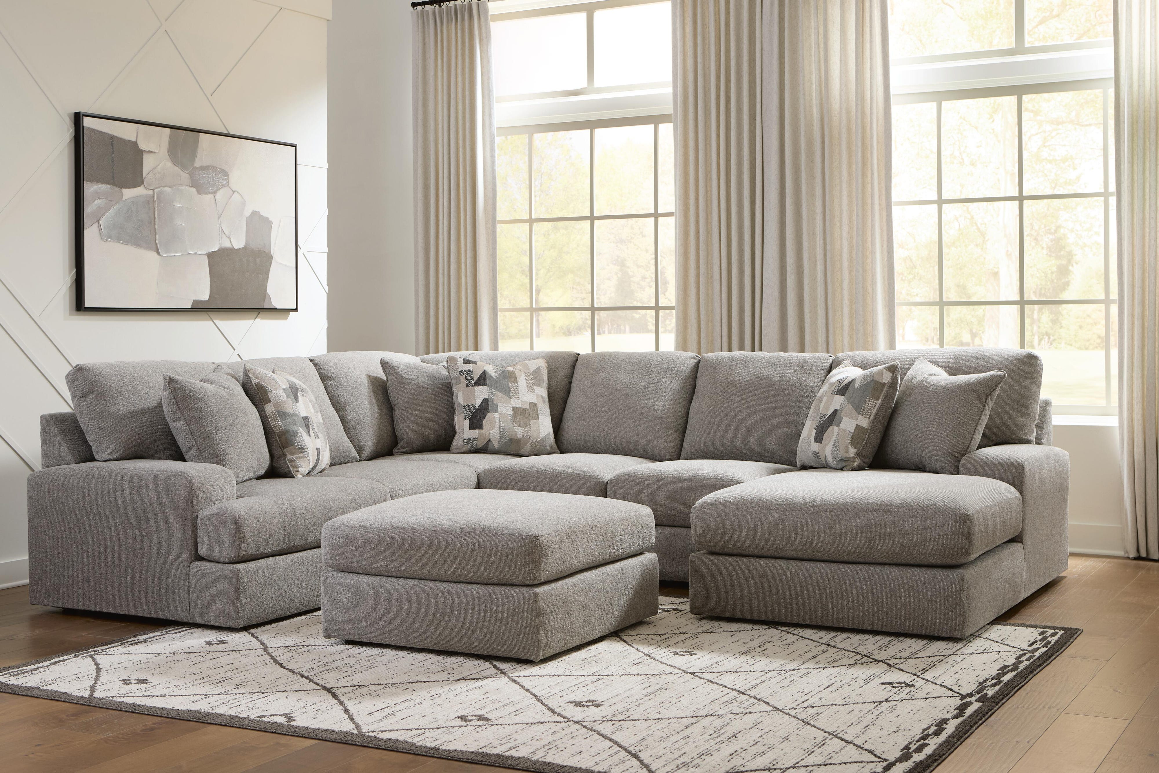 Lindon 3-Piece Sectional with Chaise and Oversized Accent Ottoman