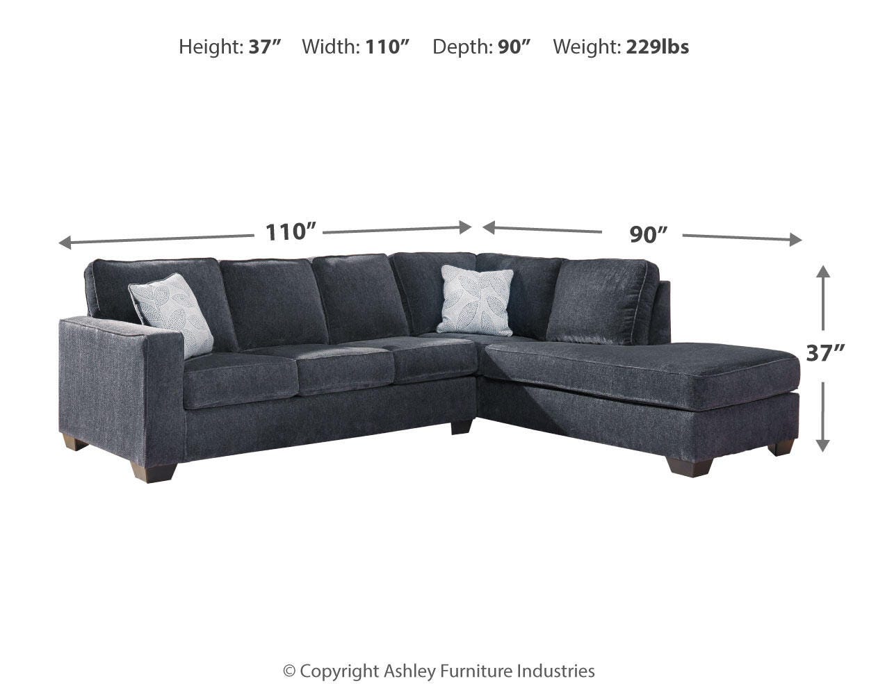 Altari 2-Piece Sectional with Chaise and Oversized Ottoman