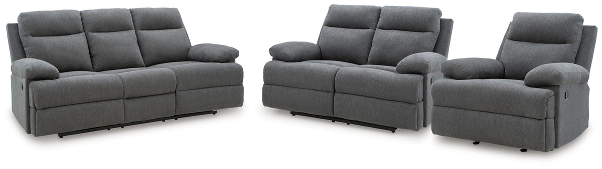 Side-Swipe Reclining Sofa, Loveseat and Recliner