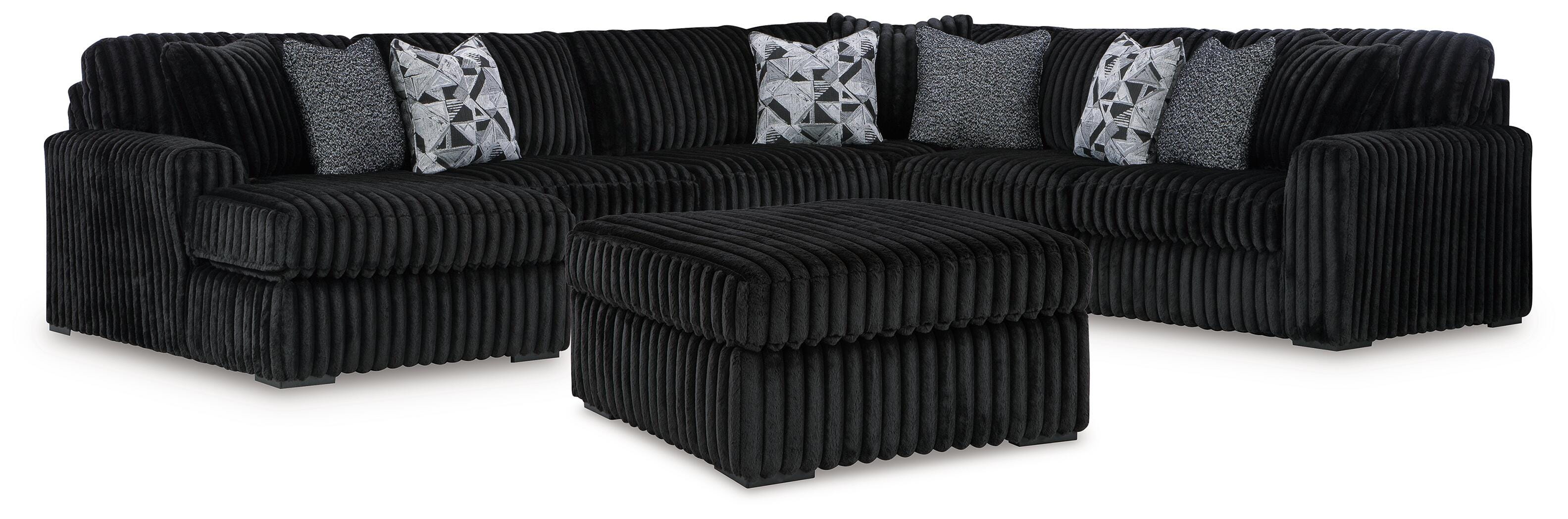 Midnight-Madness 4-Piece Sectional and Oversized Accent Ottoman