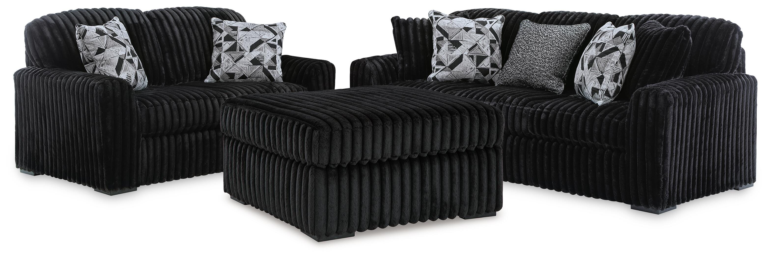 Midnight-Madness Sofa, Loveseat and Oversized Accent Ottoman