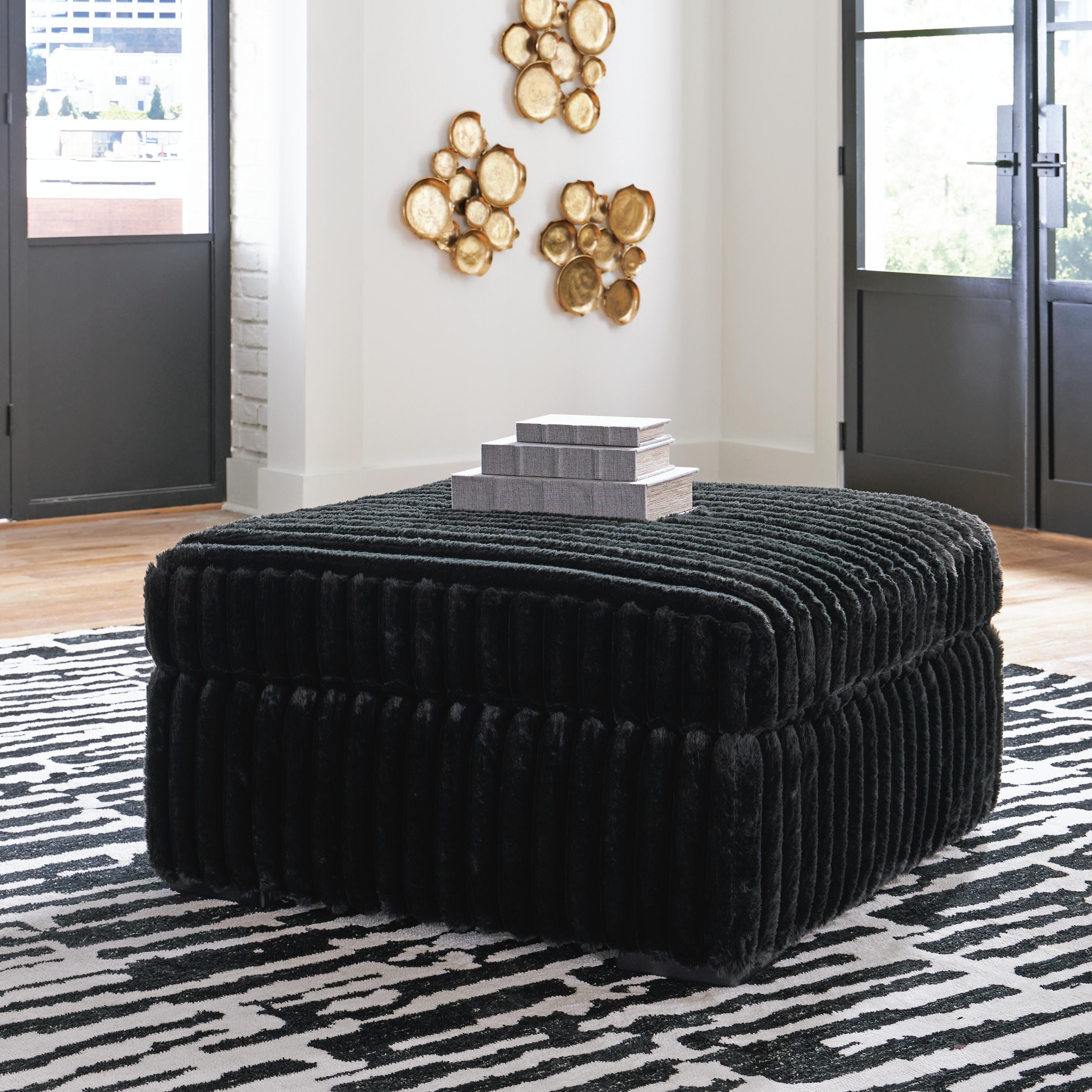 Midnight-Madness 3-Piece Sectional, Chaise and Oversized Accent Ottoman