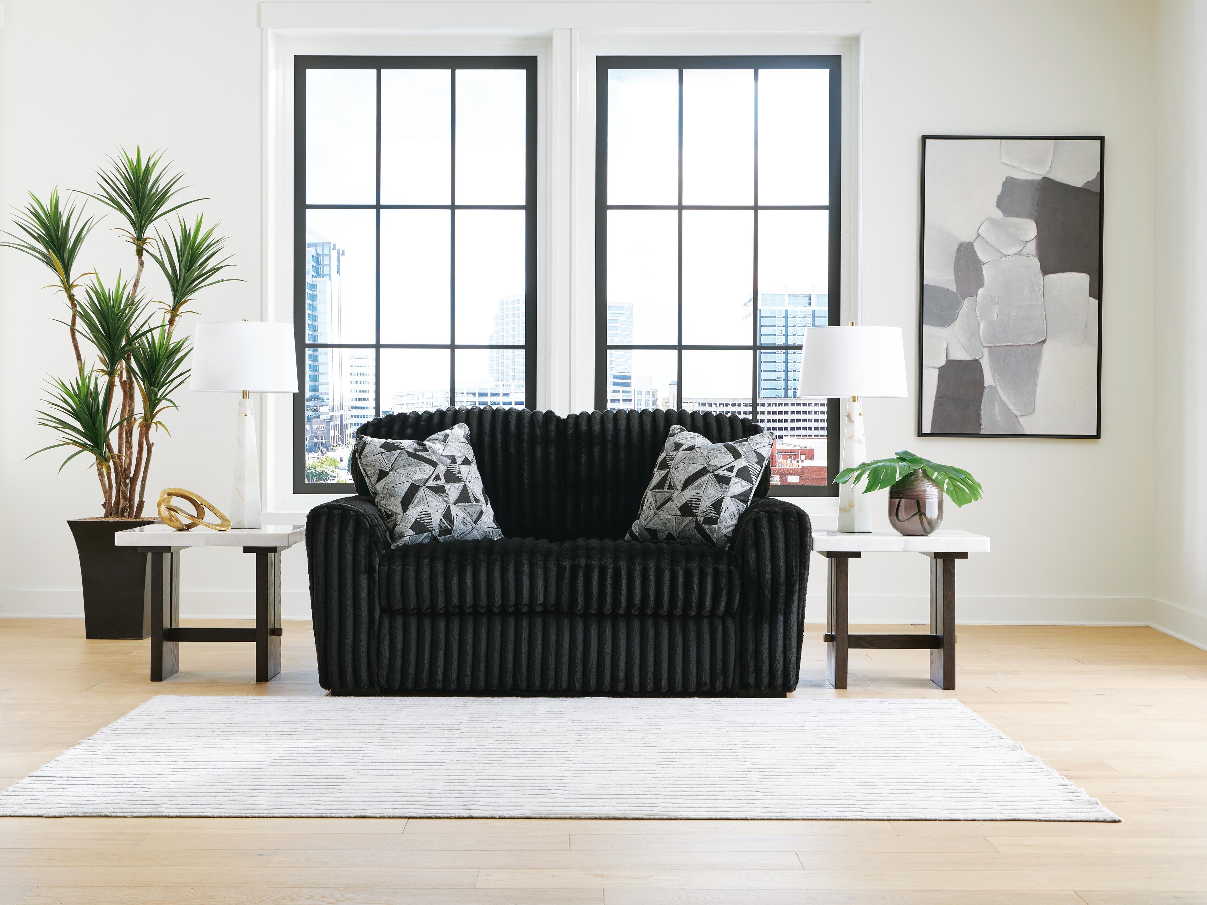 Midnight-Madness Sofa, Loveseat and Oversized Accent Ottoman