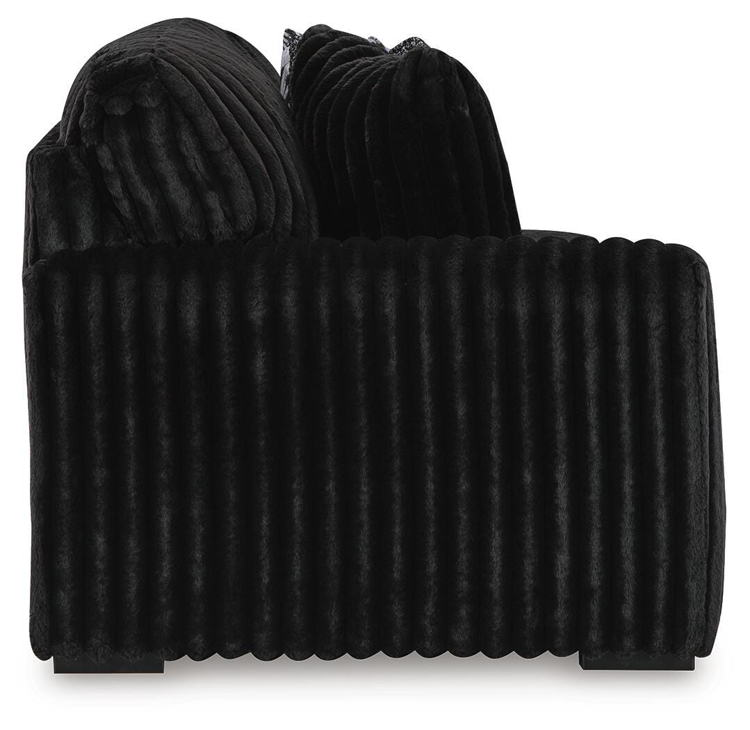 Midnight-Madness 3-Piece Sectional, Chaise and Oversized Accent Ottoman