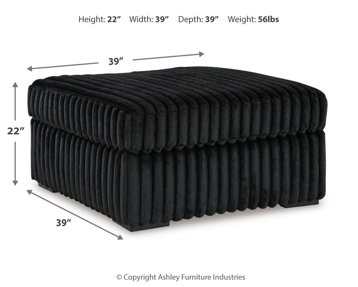 Midnight-Madness 3-Piece Sectional and Oversized Ottoman